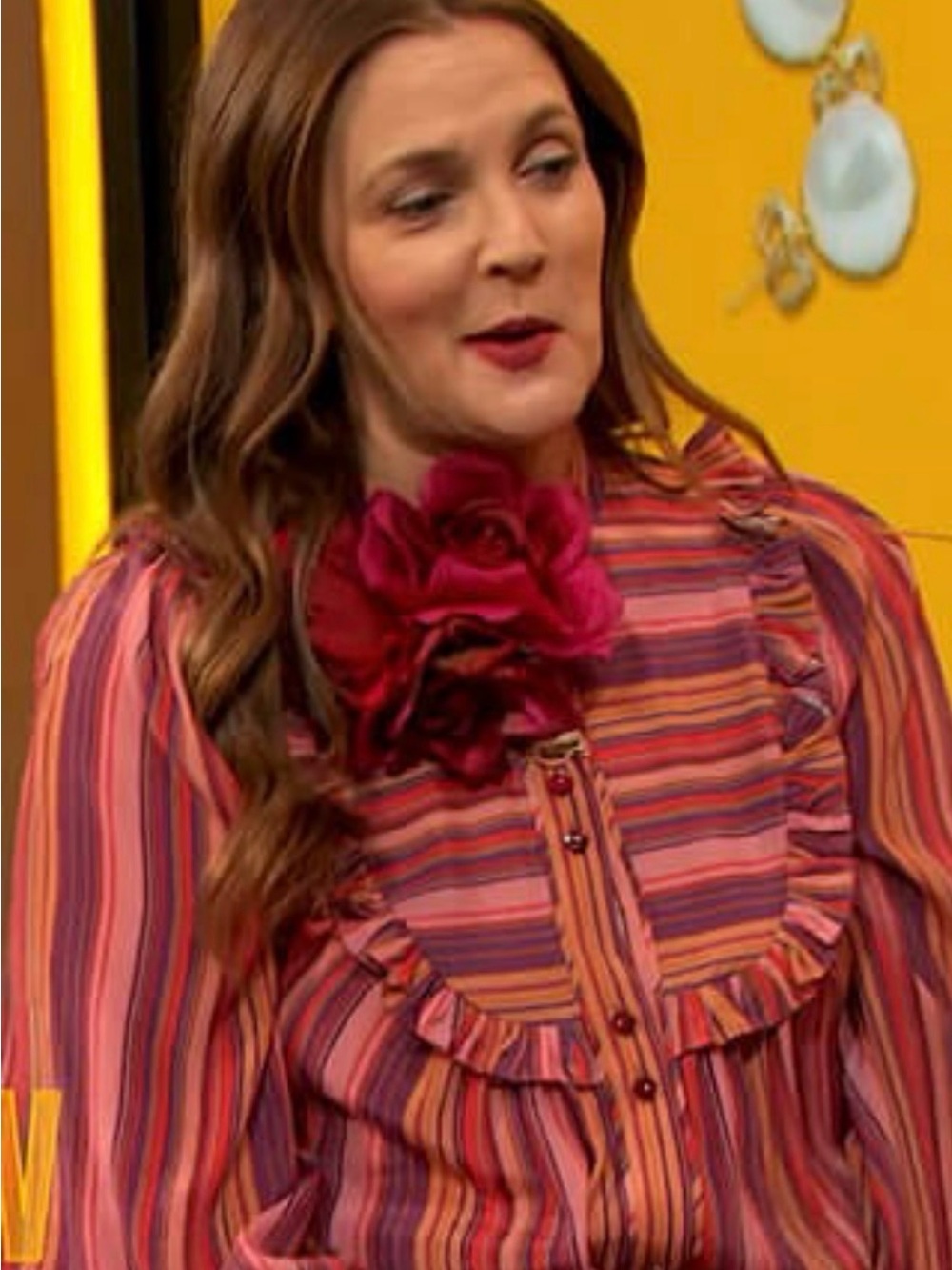 Zimmermann Pink Red Orange Striped Ruffle Blouse As seen on Drew Barry Sz 2 - Picture 3 of 5